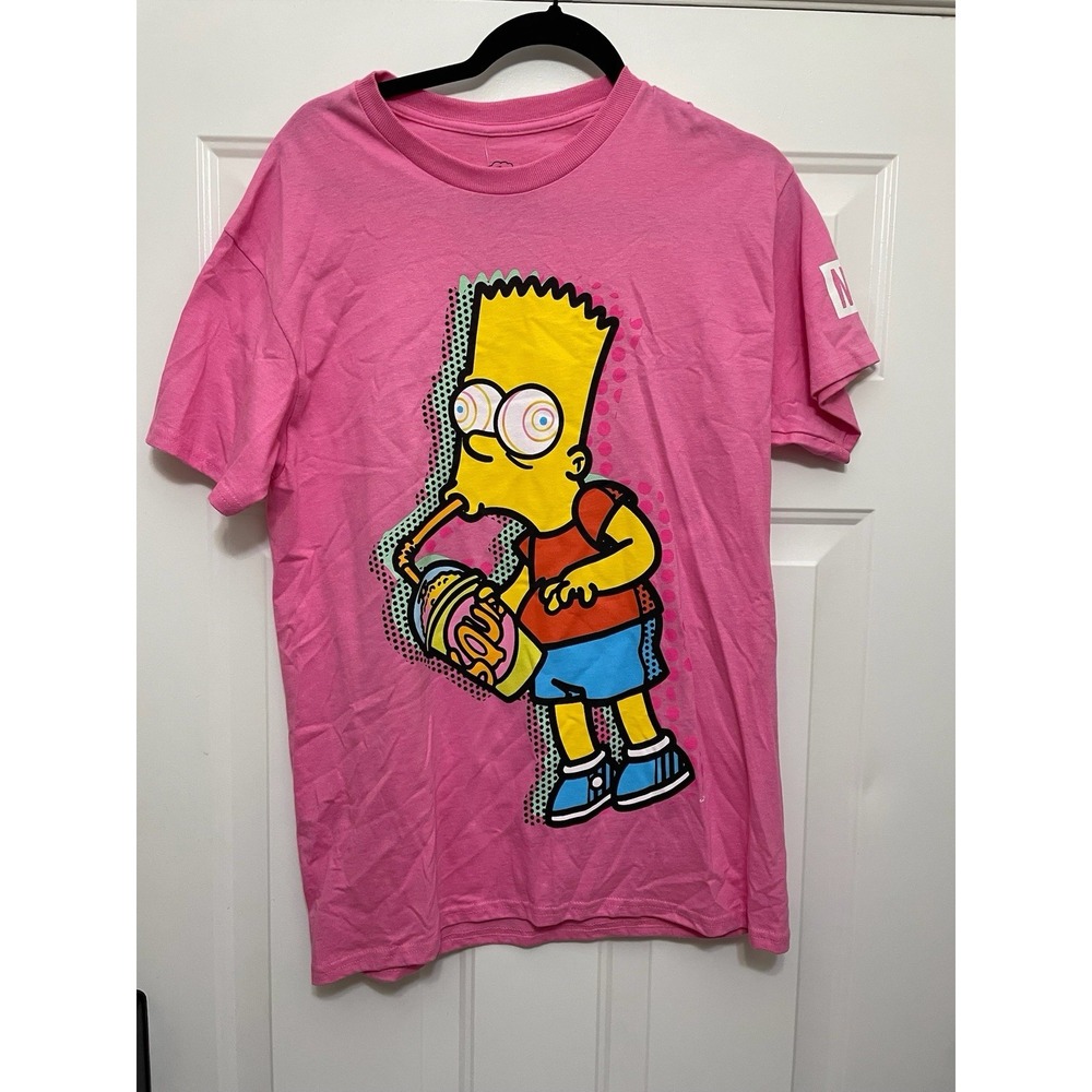 Neff The Simpsons Bart Simpson Unisex adult Medium Pink Crew Tee Shirt